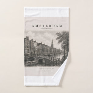 Amsterdam Vintage Travel City Design Hand Towel