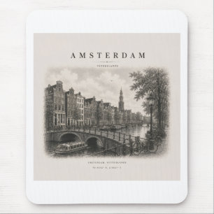 Amsterdam Vintage Travel City Design Mouse Mat