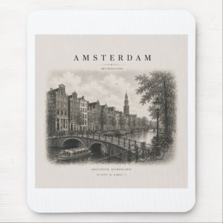 Amsterdam | Vintage Travel City Design Mouse Mat