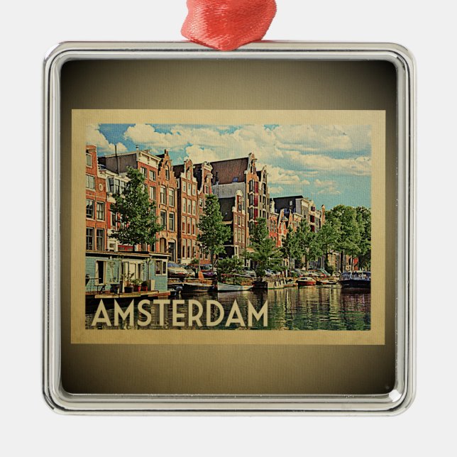 Amsterdam Vintage Travel Ornament Netherlands (Front)