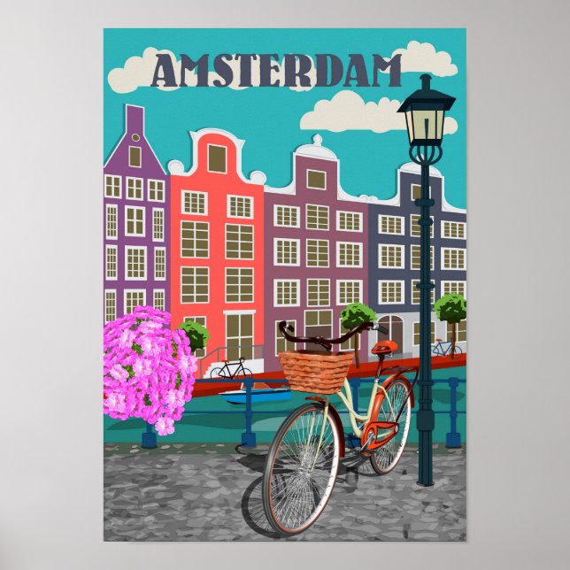 Amsterdam Vintage Travel Poster (Front)
