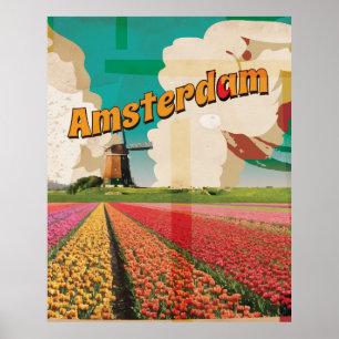 Amsterdam Vintage Travel Poster