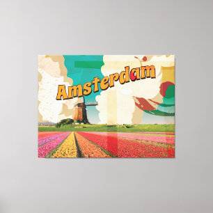 Amsterdam Vintage Travel Poster Canvas Print
