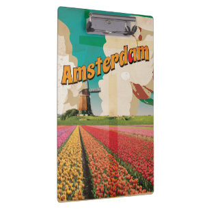 Amsterdam Vintage Travel Poster Clipboard