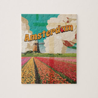 Amsterdam Vintage Travel Poster Jigsaw Puzzle