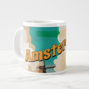 Amsterdam Vintage Travel Poster Large Coffee Mug