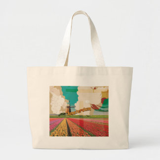 Amsterdam Vintage Travel Poster Large Tote Bag