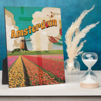 Amsterdam Vintage Travel Poster Plaque