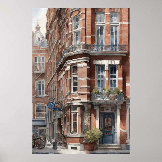 Amsterdam watercolor painting poster (Front)