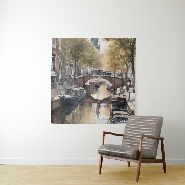 Amsterdam watercolor painting tapestry (In Situ)