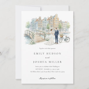 Amsterdam Watercolor Wedding Invitation
