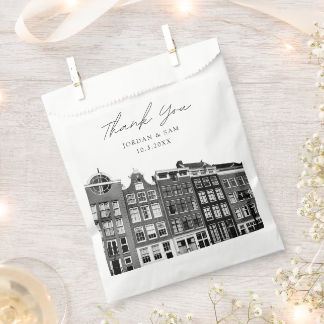 Amsterdam Wedding Personalised Photo Favour Bags (Clipped)