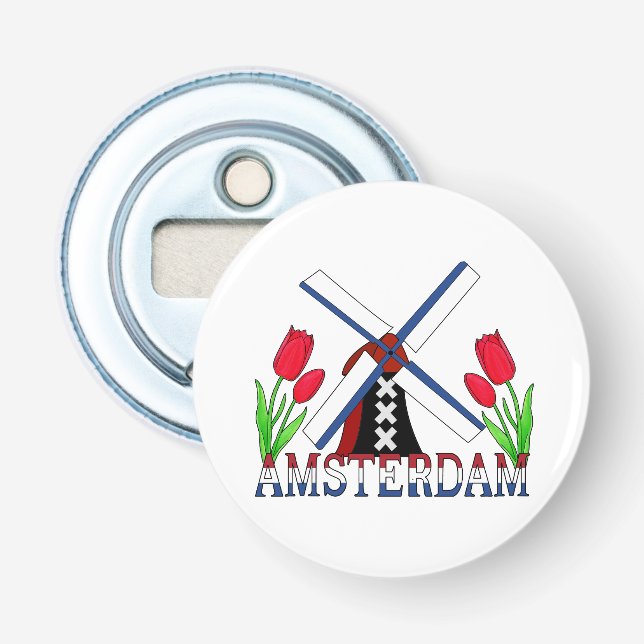 Amsterdam Windmill And Tulips Netherlands Opener (Front)