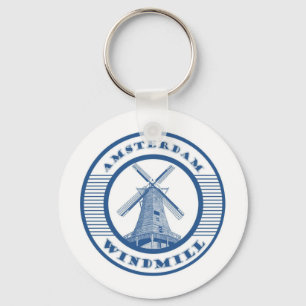 AMSTERDAM WINDMILL BLUE KEY RING