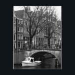Amsterdam Winter Canal Boat Scene Postcard<br><div class="desc">Hello! Hope you like this photo I took! Feel free to add your own text and check my shops for more!</div>