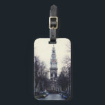 Amsterdam Winter Canal Tower Church Photo  Luggage Tag<br><div class="desc">Hello! Hope you like this photo I took on my travels! Feel free to add your own text and check my shops for more!</div>