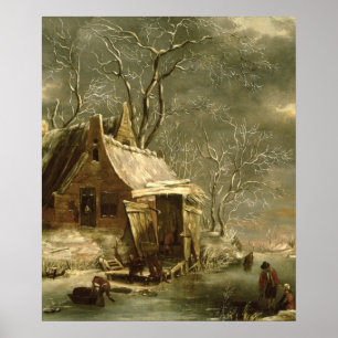 Amsterdam, winter scene, 17th century poster