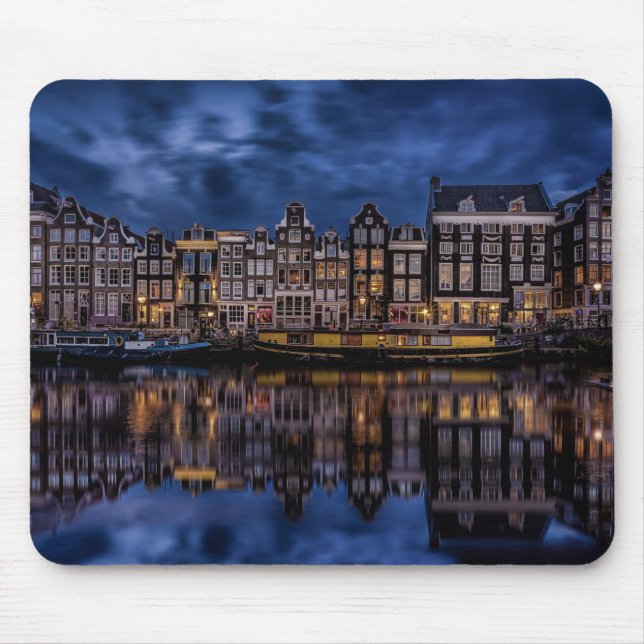 Amsterdam with Canals at Dusk Mouse Mat (Front)