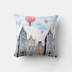 Amsterdam with hot air balloon cushion
