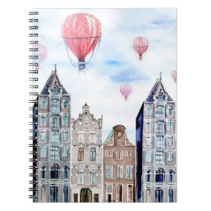 Amsterdam with hot air balloon notebook