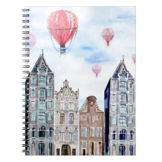 Amsterdam with hot air balloon notebook