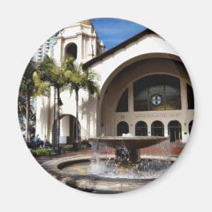 Amtrak Station And Fountain In Downtown San Diego Magnet