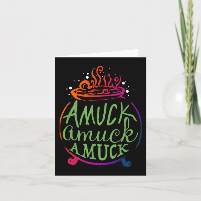 Amuck Amuck Amuck  Fun Witch Halloween Gift  Card (Front)