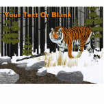 Amur (Siberian) Tiger Photo Sculpture Magnet<br><div class="desc">An Amur Tiger emerges from the forest and approaches a stream. Add your own text. Largest of the tiger sub-species, the Amur, or Siberian, Tiger is highly endangered. They are found in the Amur River area on the border of China and Russia. A few may still survive in North Korea....</div>
