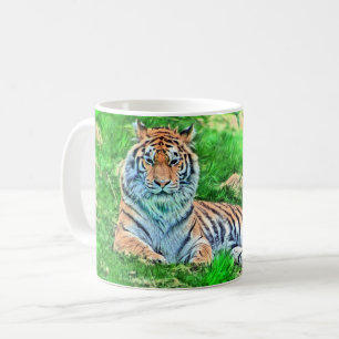 Amur Tiger on Green Mug
