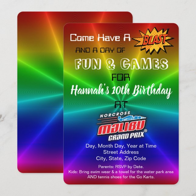 Amusement Park Birthday Invitation (Front/Back)