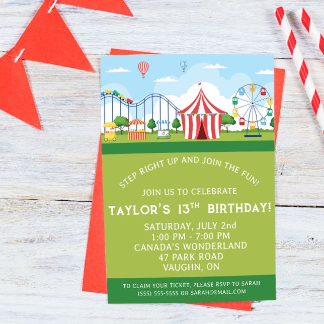 Amusement Park Birthday Party Invitation (Creator Uploaded)