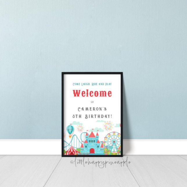 Amusement Park Birthday Welcome Sign Poster (Creator Uploaded)