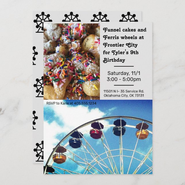 Amusement park Ferris Wheel Birthday Invitation (Front/Back)