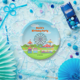 Amusement Park Funfair Childs Birthday Party Paper Plate
