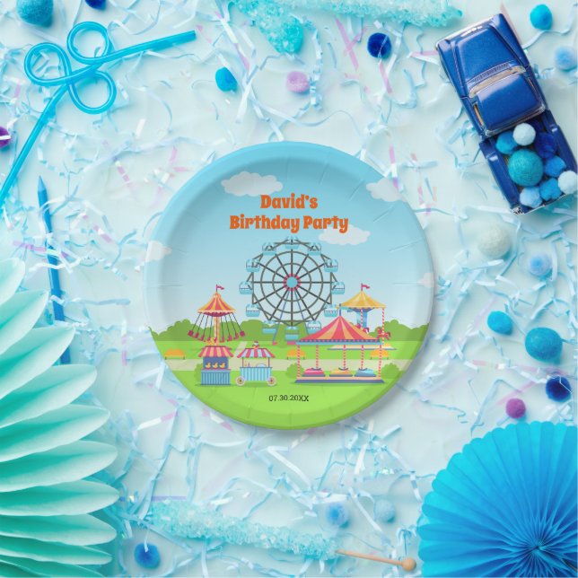 Amusement Park Funfair Childs Birthday Party Paper Plate (Party)