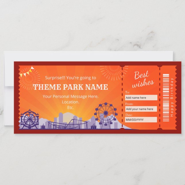 Amusement park Gift Certificate Invitation (Front)