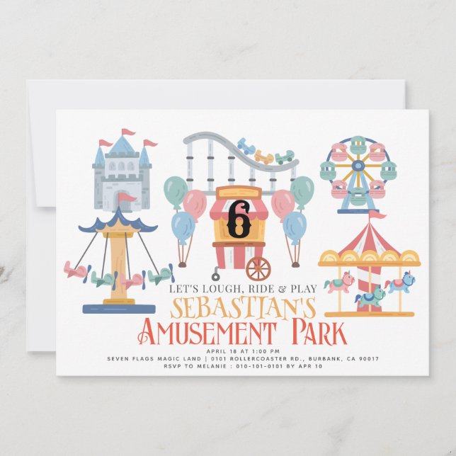 Amusement Park Kid's Birthday Invitation (Front)