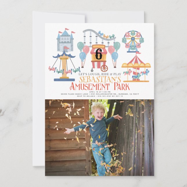 Amusement Park Kid's Birthday Photo Invitation (Front)