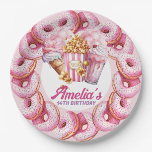Amusement Park Personalised Pink Paper Plate