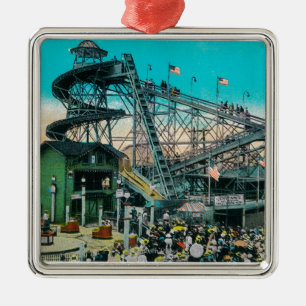 Amusement Rides at the Pike, Long Beach Metal Tree Decoration