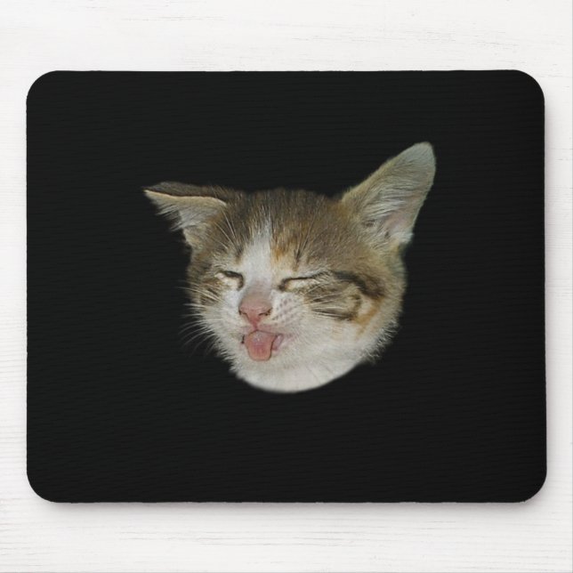 Amusing face of nice kitten which grimaces mouse mat (Front)