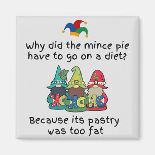 Amusing Fat Mince Pie Joke Magnet