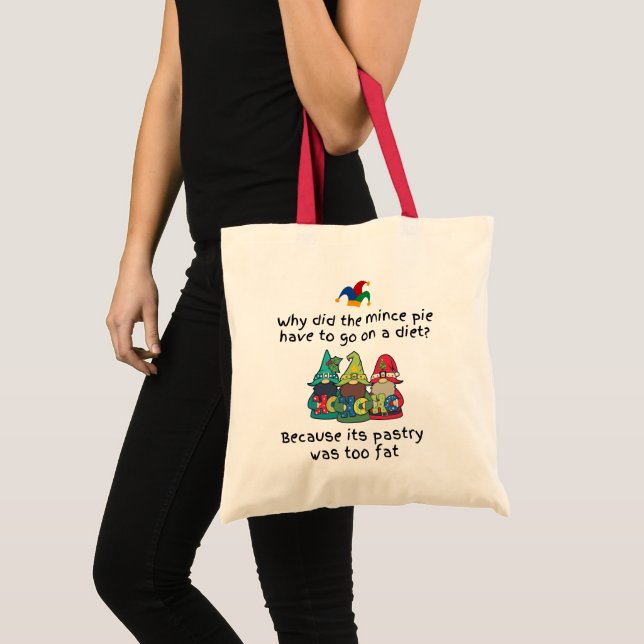 Amusing Fat Mince Pie Joke Tote Bag (Front (Product))
