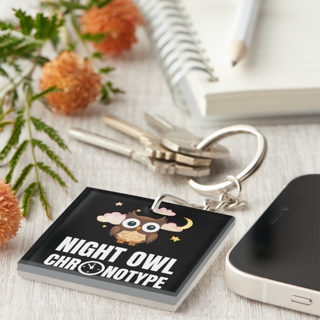 Amusing Night Owl Chronotype Key Ring (Front Right)