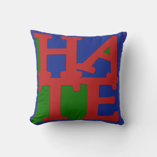 Amusing Pop Art Pillow "HATE"