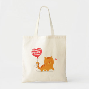 Amusing Pun Love Humour Cute Kitty Cat Cartoon Tote Bag