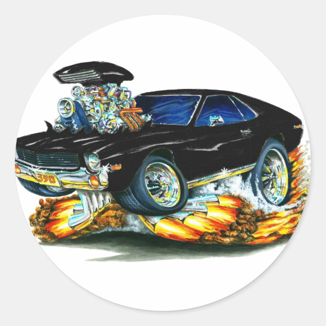 AMX Black Car Classic Round Sticker (Front)