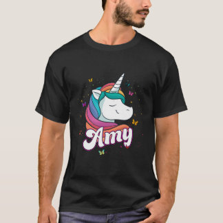 Amy - Adorable Girl Name With Beautiful Unicorn T-Shirt