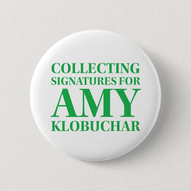 Amy Collecting Signatures Round Button (Front)