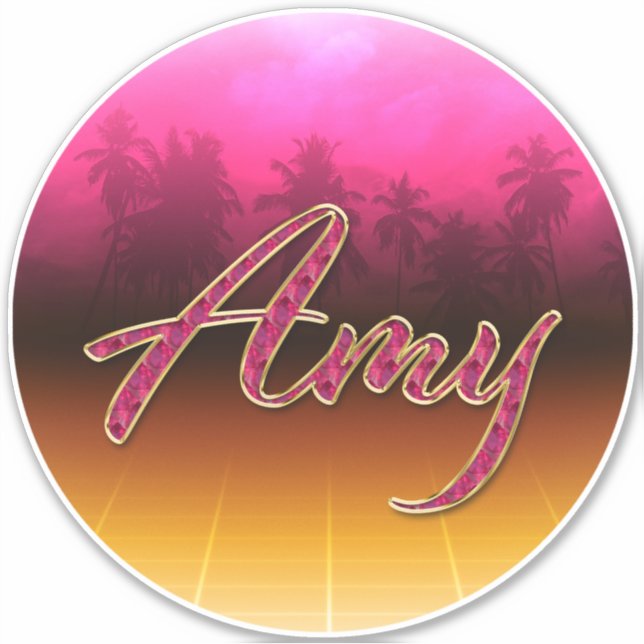 Amy First Name Golden pink Sticker (Front)